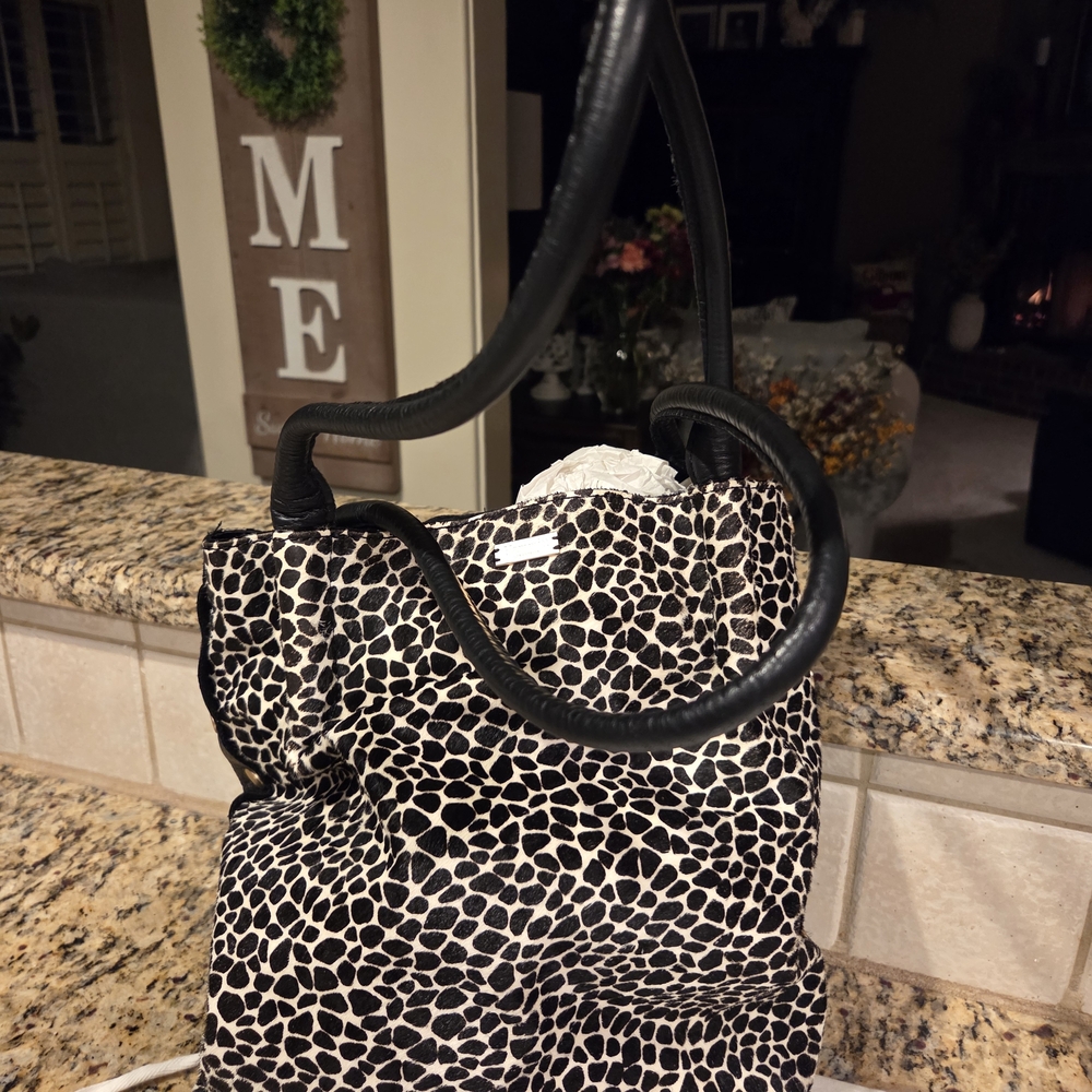 Hammitt Giraffe Calf Hair Stylish Black and White Women's Bag